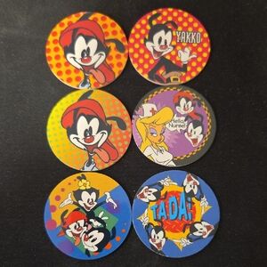 Vintage 90's Animaniacs Warner Bros. Licensed Pogs (Set of 6)